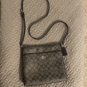 Black and Gray Coach Signature Crossbody Purse